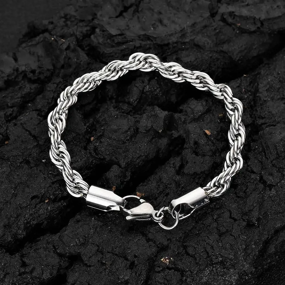 2-6mm Edelstahl kette Armband für Frauen Männer Gold Farbe verdrehte Seil Kette Armreif Mode nie verblassen wasserdichten Schmuck