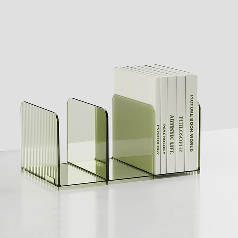 

Transparent Bookends Stand Bookshelf Desktop Decorative Storage Rack Bookend Book Holder School Stationery