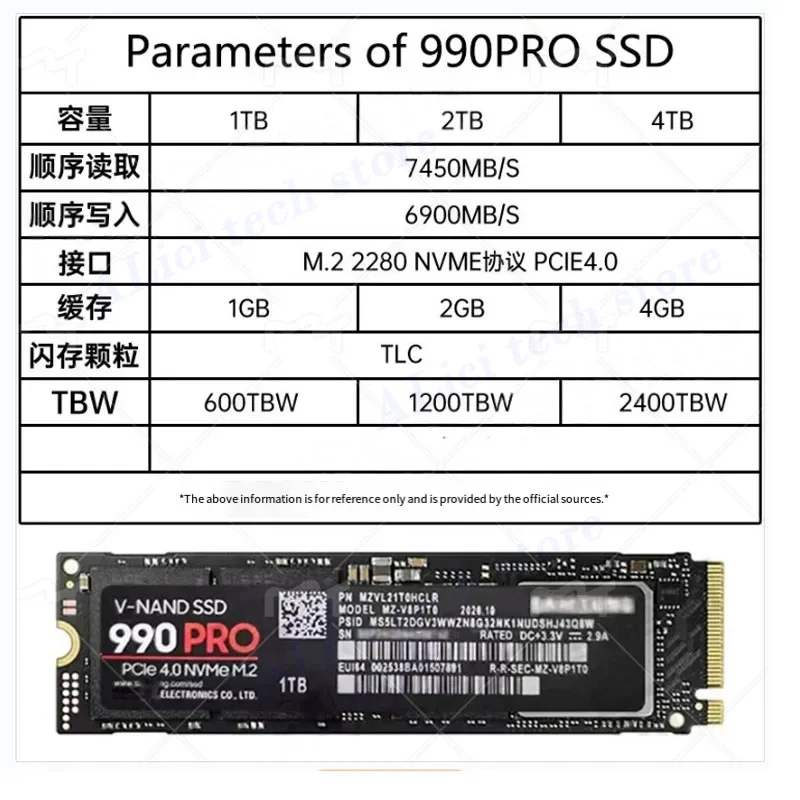 Original SSD 990PRO EVO 1T solid-state drive NVMeM.2 notebook 2T desktop PCIE4.0 computer FOr SAMSUNG