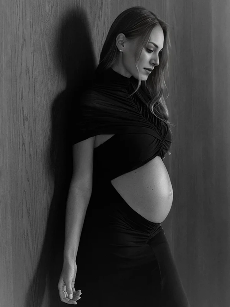 Pregnancy Photo Shoot Two Piece Mesh Cutout Maxi Gown Elegant Stylish Maternity Dress Maternity Photography Outfit Prop for Moms view 3