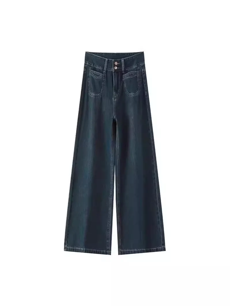 بنطال ذو قصة أرجل واسعة من الكتان للنساء ربيعي مضاد للتجاعيد مناسب بشكل منتظم على طراز الكلية للتنقل اليومي يسمح بمرور الهواء وبسيط #3