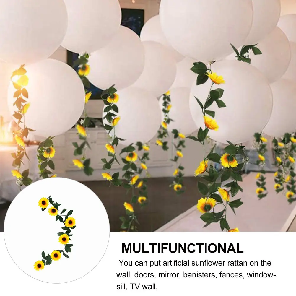 

Sunflower Vine Decoration Rattan Party Accessory Garden Christmas Wreath Green Leaf Garland Front Door