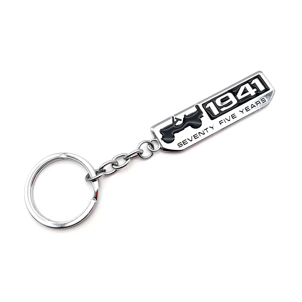 3D Metal 1941 75 Years Anniversary Badge Keyring for Jeep Wrangler Grand Cherokee Renegade Compass Patriot Keychain Accessories