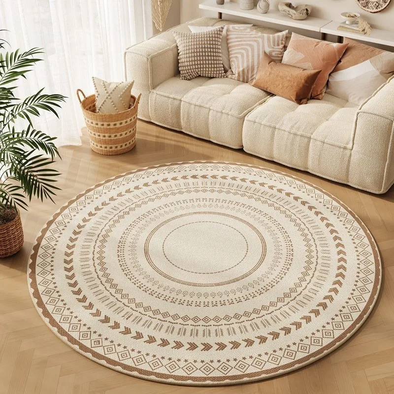 Minimalist Style Round Rug Non-Slip Circle Carpet for Living Room Floor Mat for Chair Coffee Table Bedside Decoration So Modern