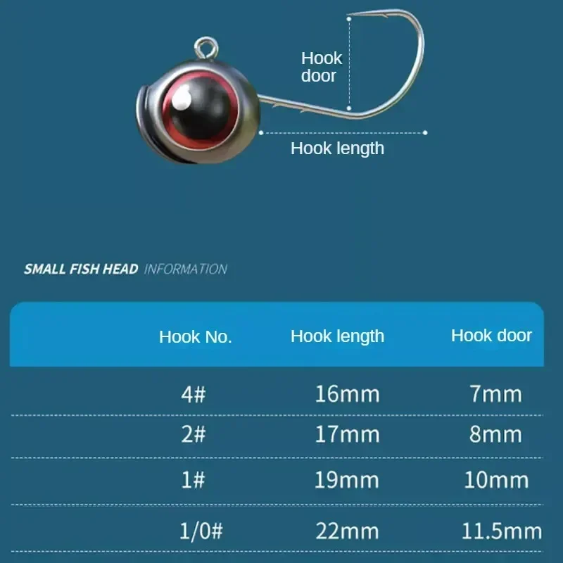 물고기 눈 시니퍼카 미끼 지그 헤드 후크, 무료 소프트웜 루어, 낚시 태클, 낚시 액세서리, 2.5g, 3.5g, 5g, 10 개