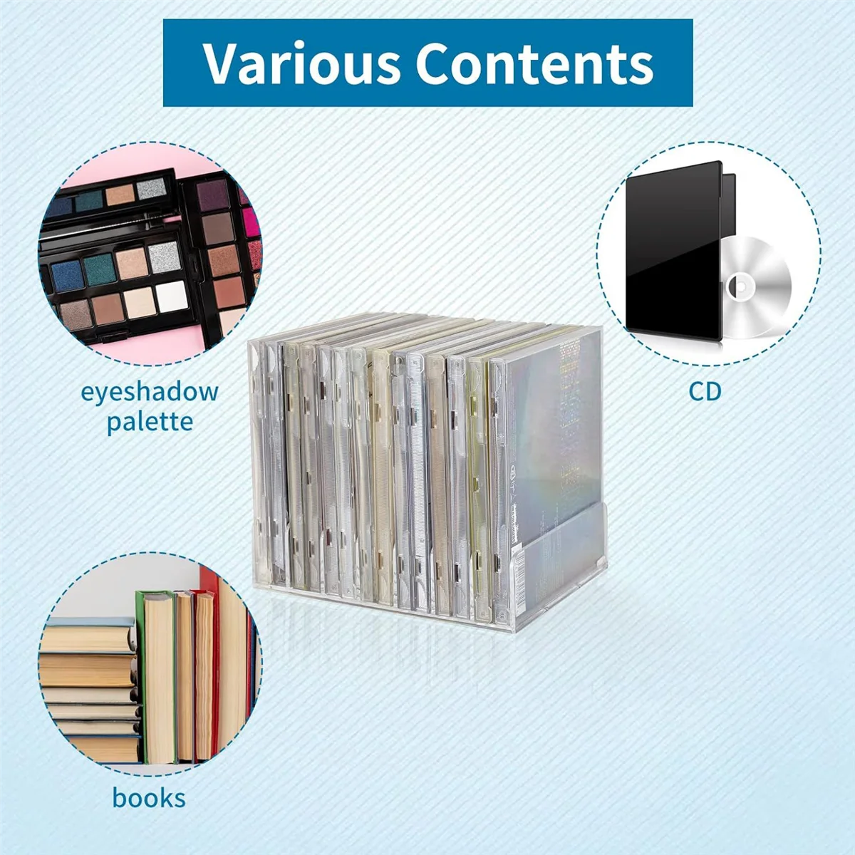 ABLK 4-х шт. прозрачный акриловый держатель для компакт-дисков со скрытой стойкой для дисплея CD DVD, стеллаж для хранения компакт-дисков, органайзер, подставка для лотка для компакт-дисков, вмещает