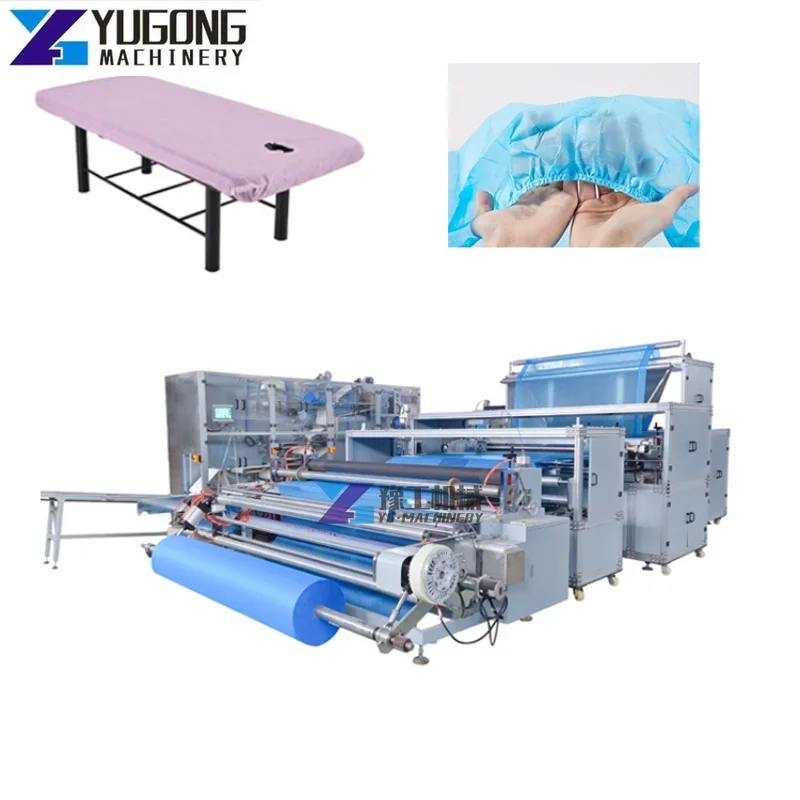 High Speed Automatic Disposable Non-woven Bed Cover with Elastic Medical Bed Sheets Under Pad Folding Making Machine