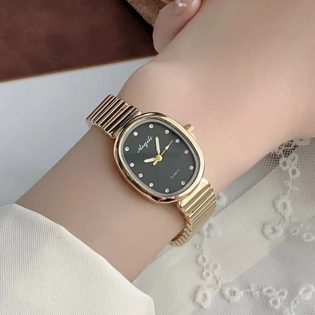 Oval Dial Women Watch Stainless Steel Strap Luxury Ladies Quartz Wristwatches Dropshipping Female Clock Relojes Para Mujer