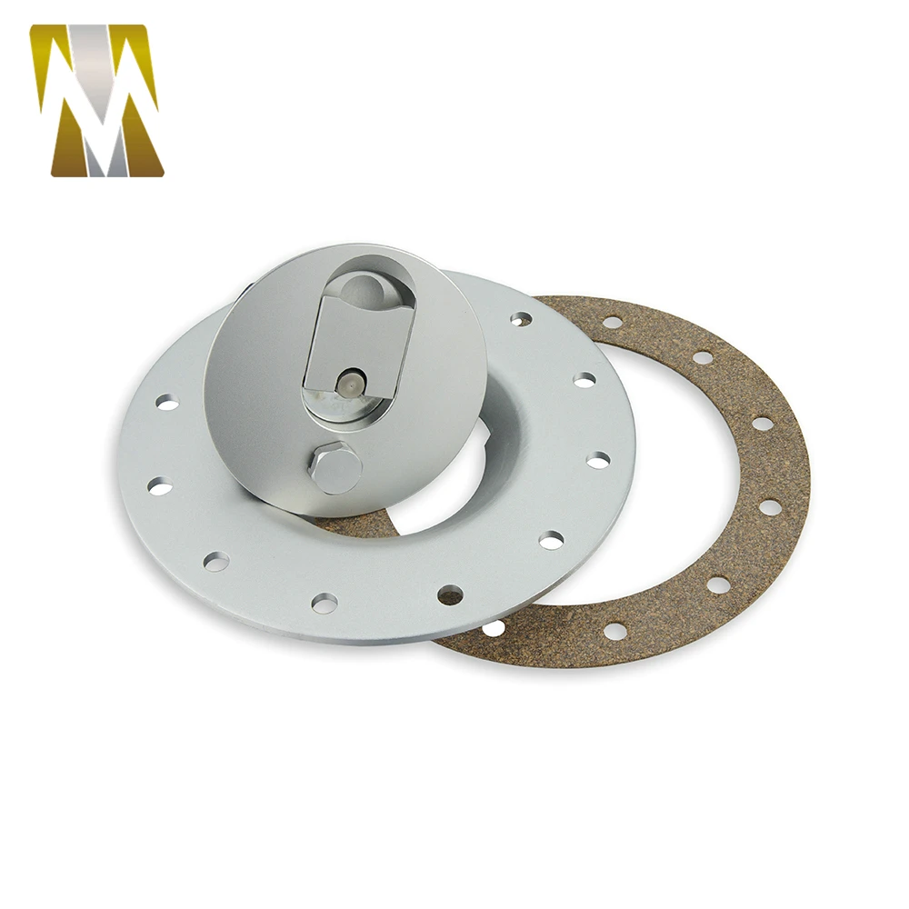 Silver Aluminum Billet Fuel Cell Fuel Surge Tank Cap Flush Mount 12 Bolts Mirror Polished Opening Black Cap Open 57mm