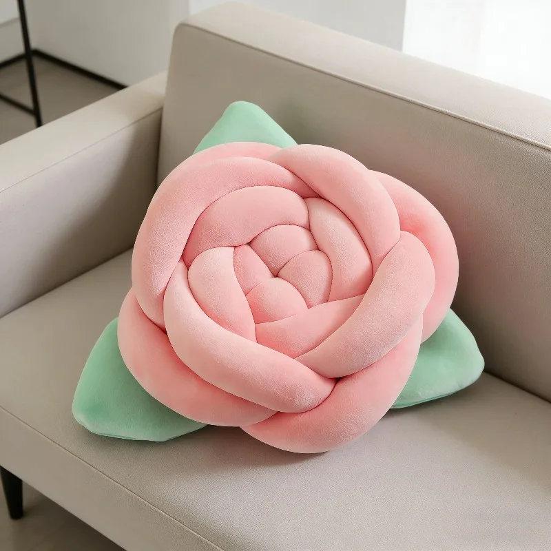 3D Camellia Fabric Sofa Cushion Knotting Folded Small Fragrant Living Room Bedroom Decorative Pillow