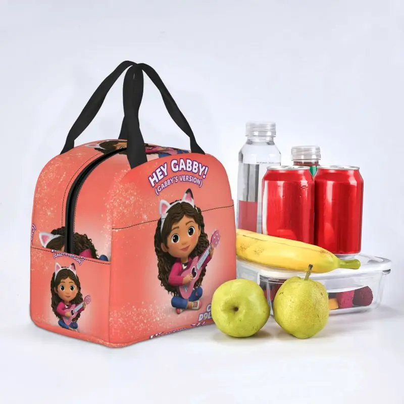 Custom Gabbys Dollhouse Lunch Bag Mulheres Gabby Mercat Refrigerador Lancheira Isolada Térmica para Crianças Escola