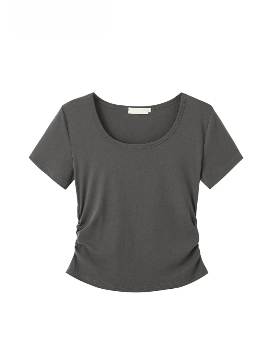 

plus Size Women's T-Shirt Short Sleeve Loose Fit Summer Slimming Korean Style Casual Cotton Blend round Neck Top