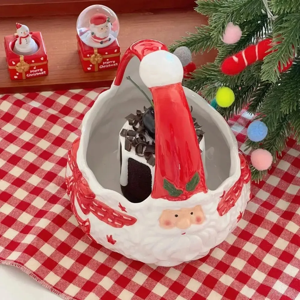 Creative Santa Claus Basket Ceramic Storage Ornaments Living Room Bedroom Crafts Home Decoration Desktop Storage Storage Basket