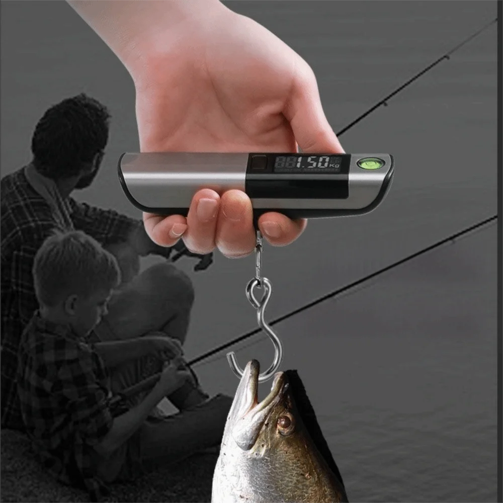 

50Kg/110Lb Hand Luggage Scale High-Precision LCD Digital Luggage Weigher with Tape Measure Mini Hook Weighing Fishing