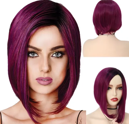 Perruque de Cheveux Synthétiques Courts pour Femme, Style Bob, Rouge, Droite, Degré de Chaleur, Aspect Naturel, ix, Cosplay, Costume, Offre Spéciale