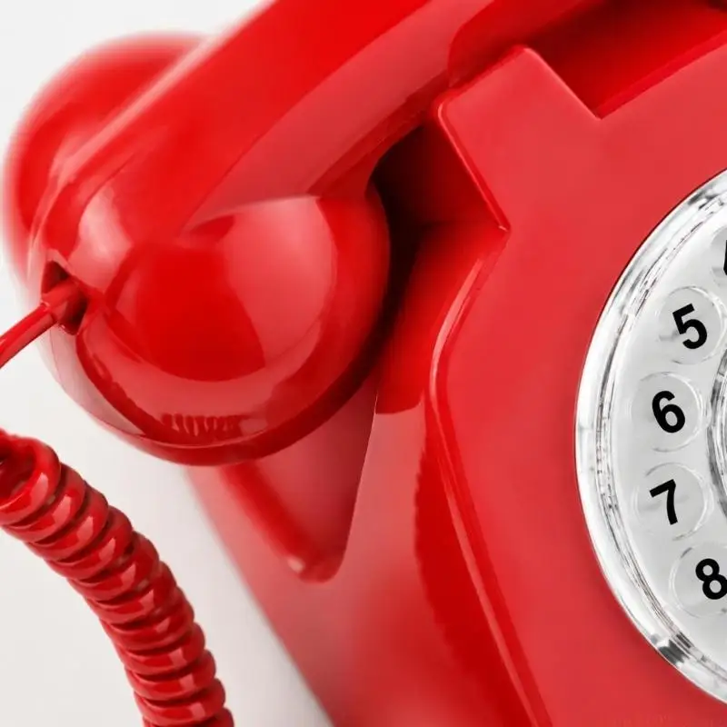 Corded Telephone with Turning Number Wheel, Coiled Handset Cable for Home, Office, or Reception Calls Fixed Phone