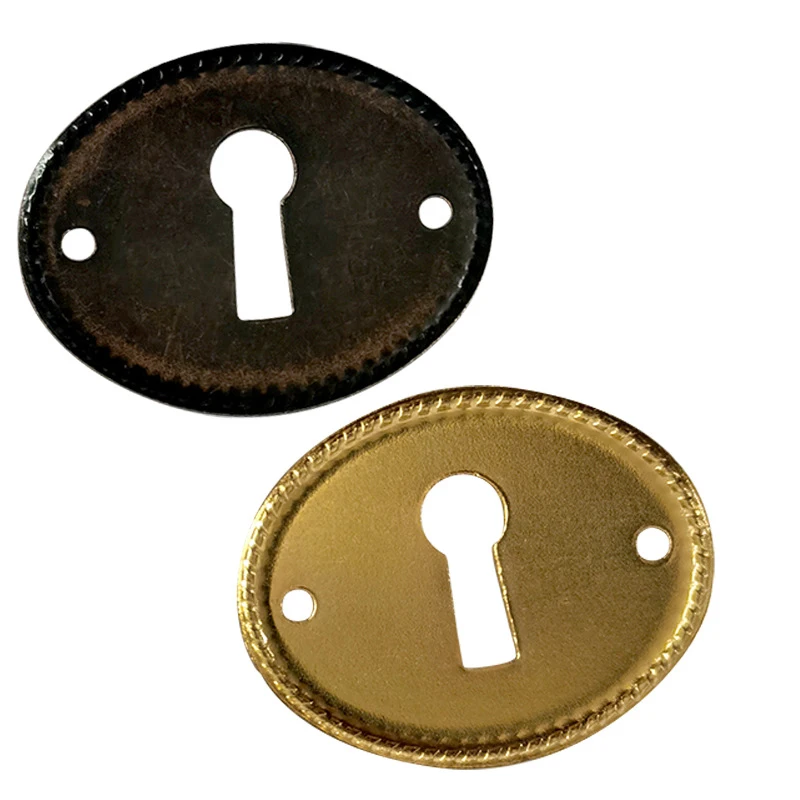 

2Pcs Keyhole Cover Gold/ Antique Bronze 35x27mm Accessories Plate Oval Key Escutcheon Insert Decor Vintage Door Drawer Plates