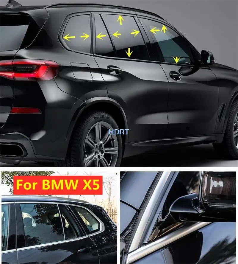 

Sticker Garnish Pillar Stainless steel Moulding Window Middle Black Strip Trim Frame For BMW X5 2008-2021 Car Style Accessories