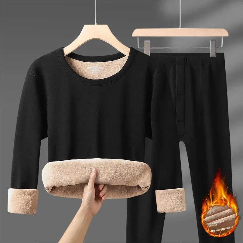 

Winter Thermal Underwear Sets Men Women Velvet Tops +Long Pants Comfortable Skin-friendly Elastic Thickening Warm 2 Piece Set