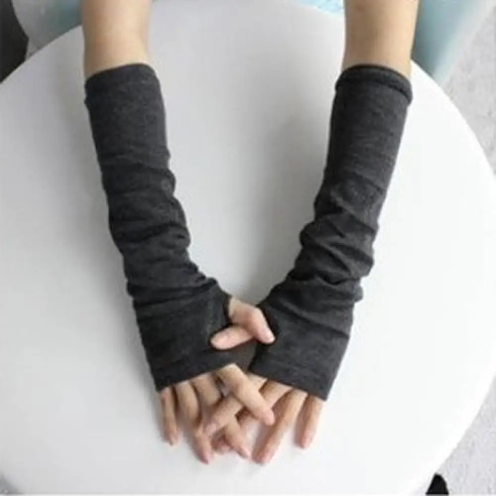 Women's Fashion Knitted Arm Fingerless Long Mitten Wrist Elastic Warm Gloves Winter Arm Warmers Elbow Mittens accessories