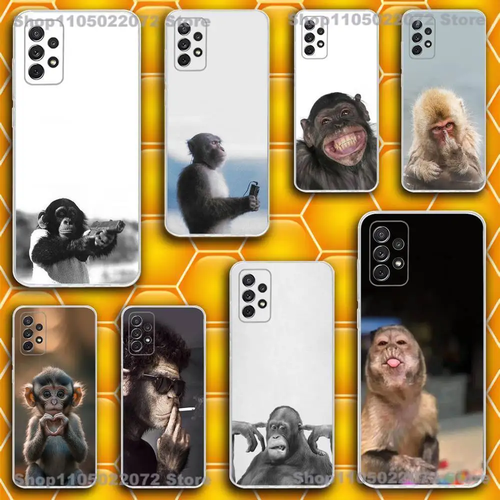 

Cute Funny Monkey Phone Case Silicone For Samsung S30,23,21,22,20 FE lite,S10,9,PIus Note20ultra Soft Transparent