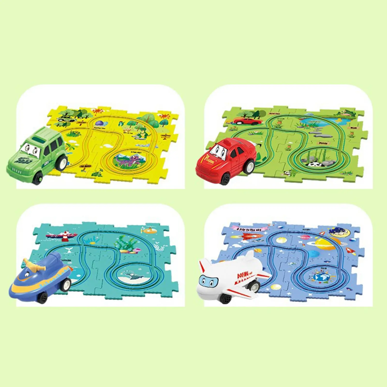 Toddler Learning Toys Puzzle Tracks with Car STEM Activity Set for Preschool Children Motor Skills