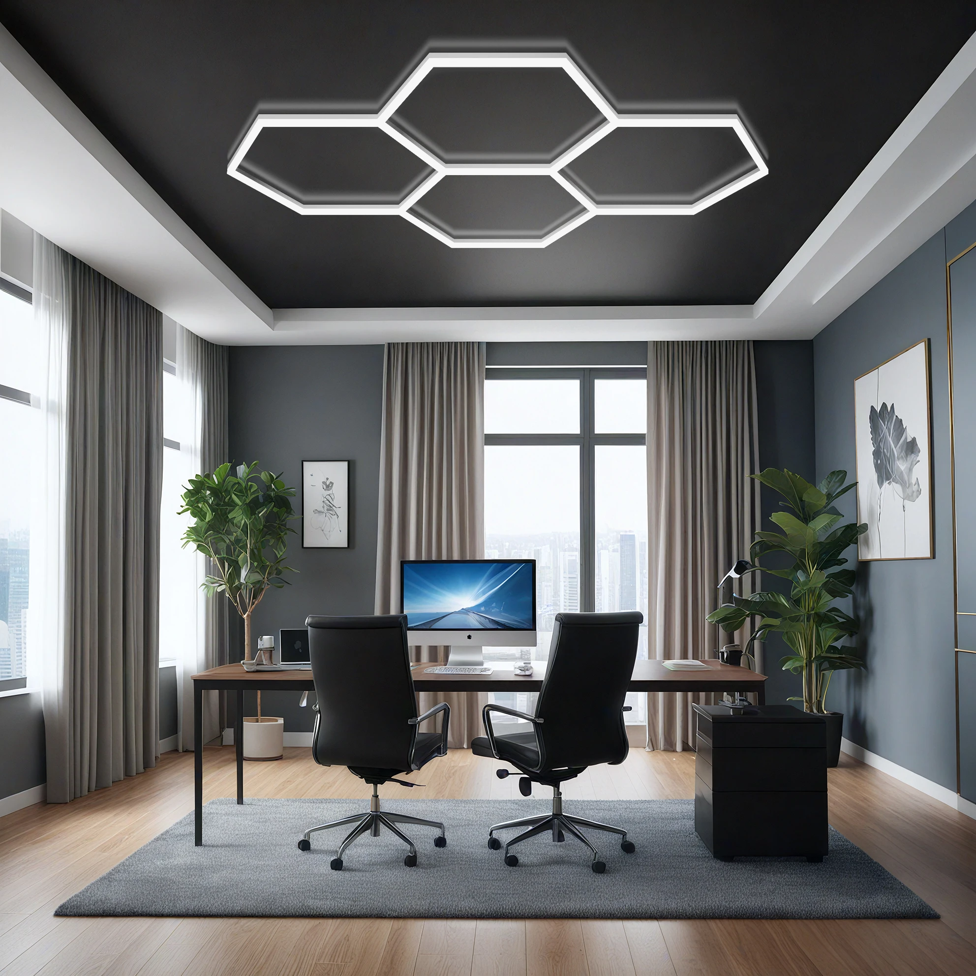 

Car Workshop Garage LED Hexaonal Lamp DIY Hexagon Led Lights Gym Modern 98W