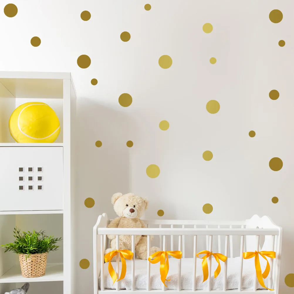20Pcs 5Cm Golden Circle Dot Wall Stickers PVC Removable Wall Art Decals for Nursery Bedroom Living Room Bathroom Decor