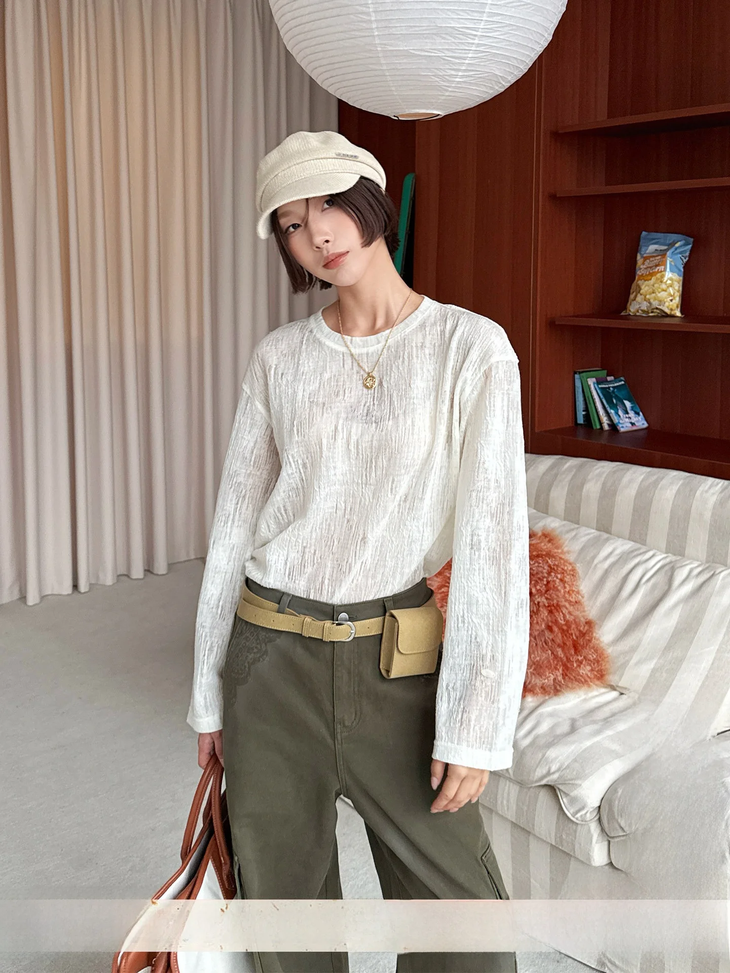 

Loose Long Sve round Ne Lace T-irt Brand ICE DUST Casual Sle Comfortable Fit Handpied by Expert Sts
