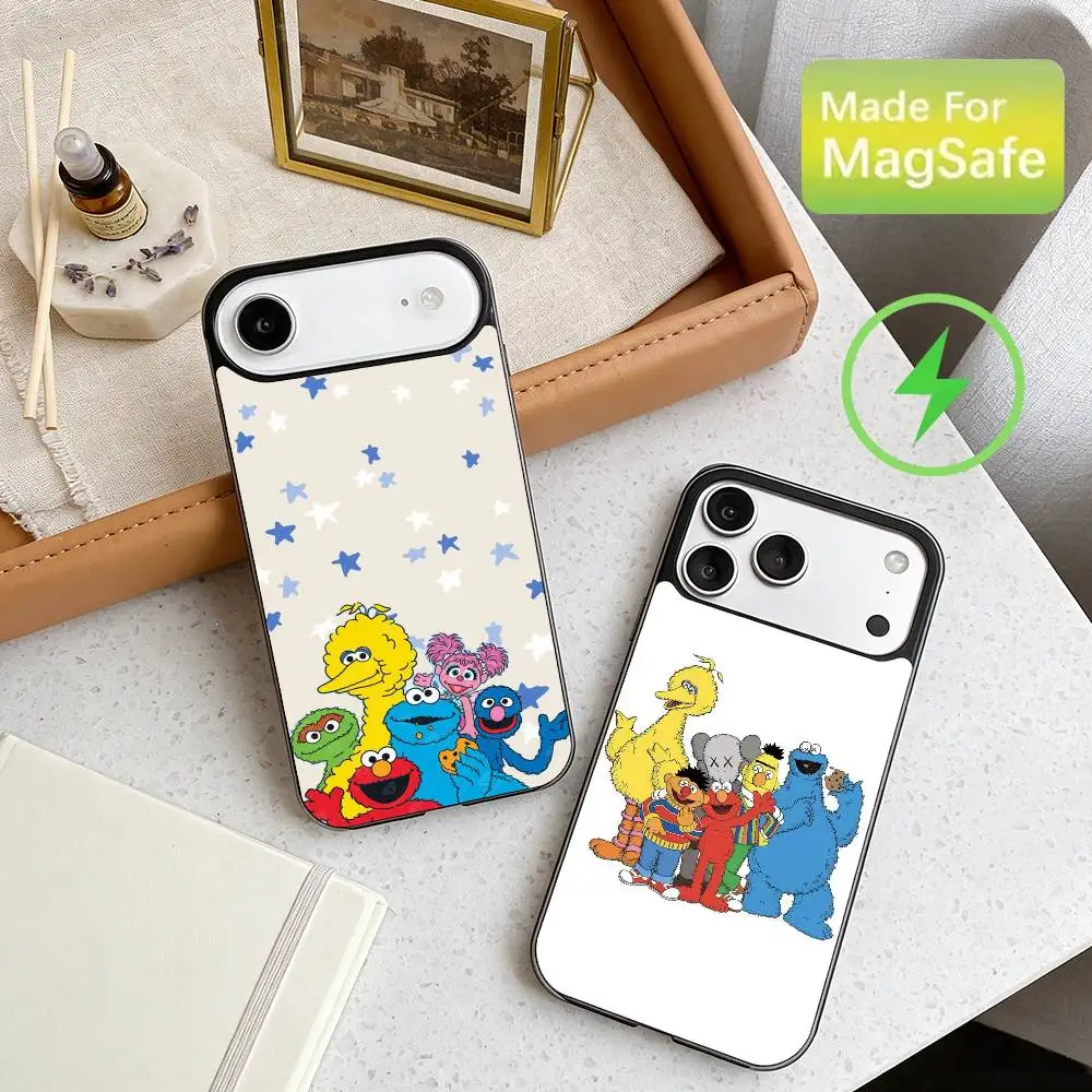

Toddler Playful Vibe S-Sesame S-Street Phone Case For iPhone17,16,15,14,13,12,Wireless charging protective case soft cover