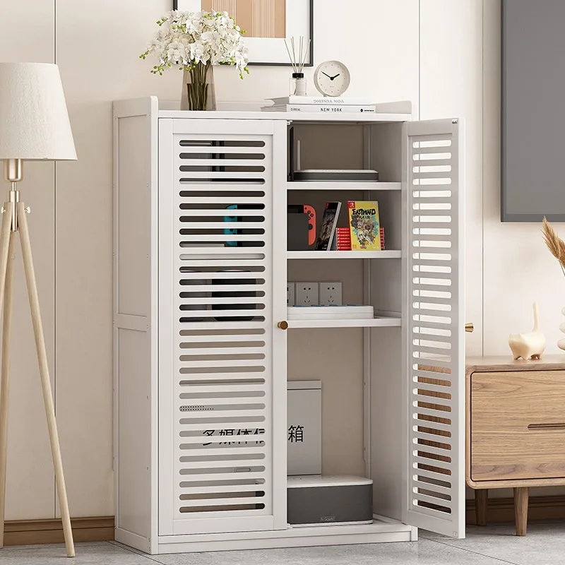 Wireless Storage Cabinet Organizer for Hair Dryer WiFi Router, Floor Standing Shelf for Bathroom Living Room Sundries