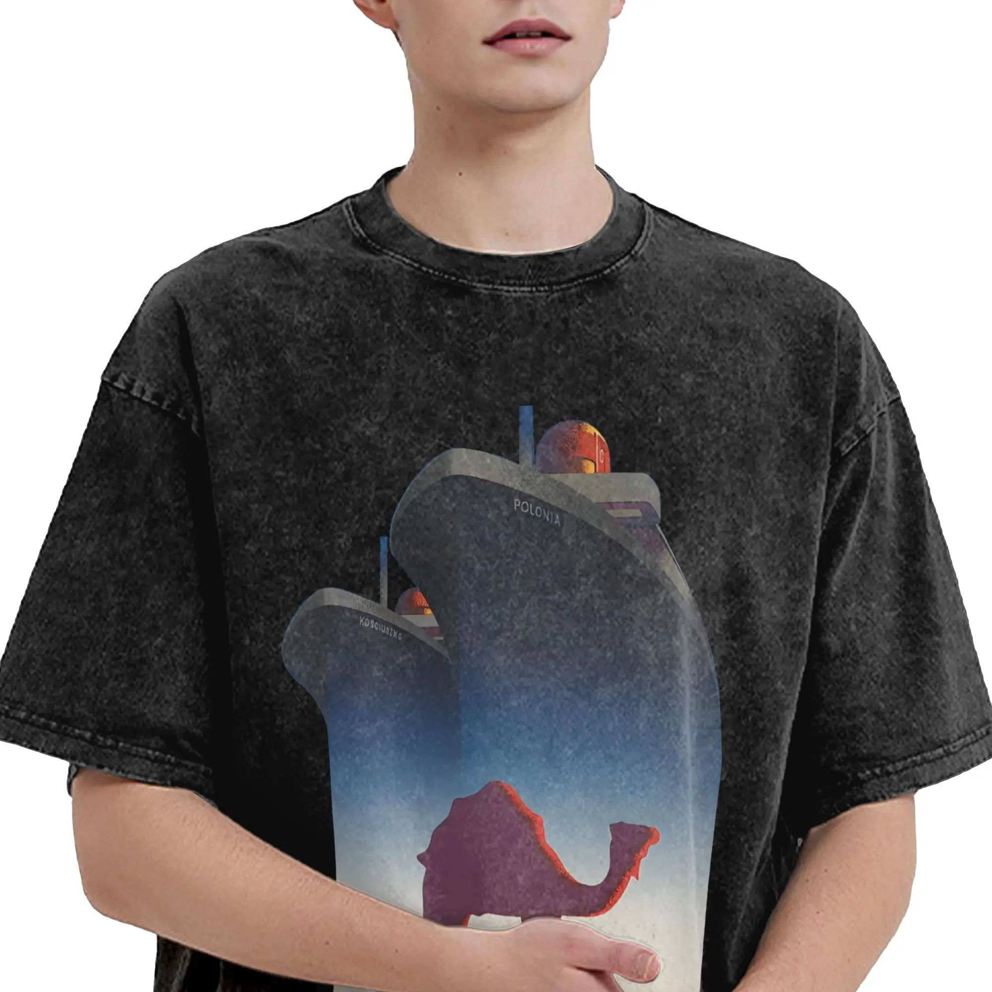 Palastined Line Camel Camisetas masculinas lavadas camisetas de lazer manga curta gola redonda camisetas de algodão puro tamanho grande