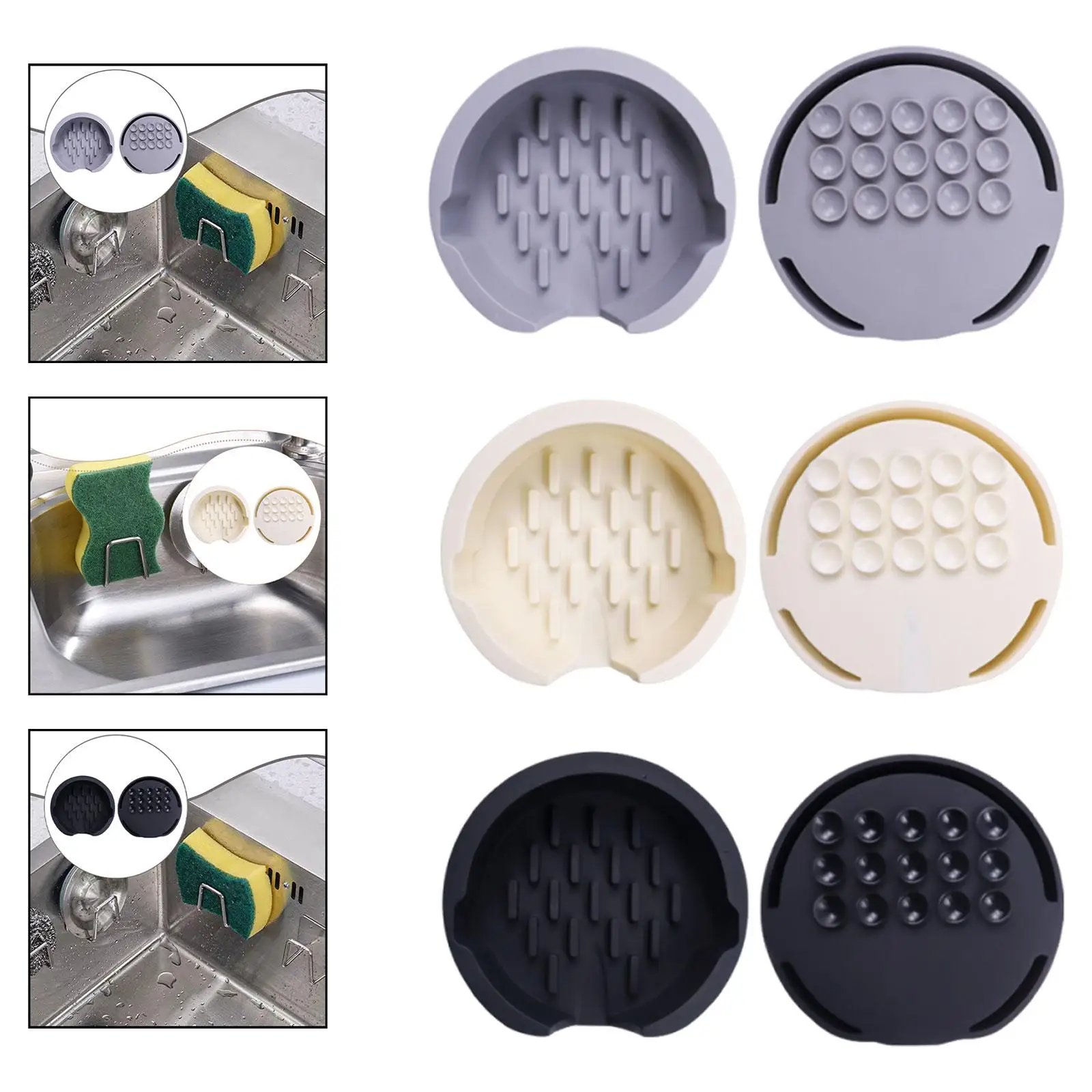 Porta spugna per lavello da cucina in silicone con ventosa Pratico vassoio da cucina per bagno ristorante