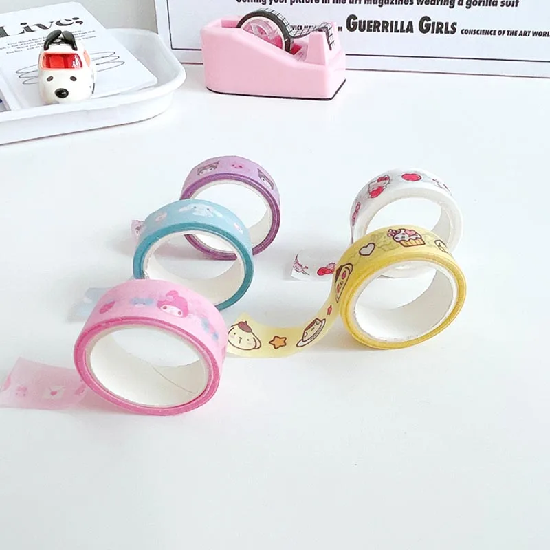 25pcs/lot 15mm*5M Sanrio Kitty Cinnamoroll Washi Tape Kuromi Stickers Scrapbooking Diary Adhesive Masking Tape Stationery Gift