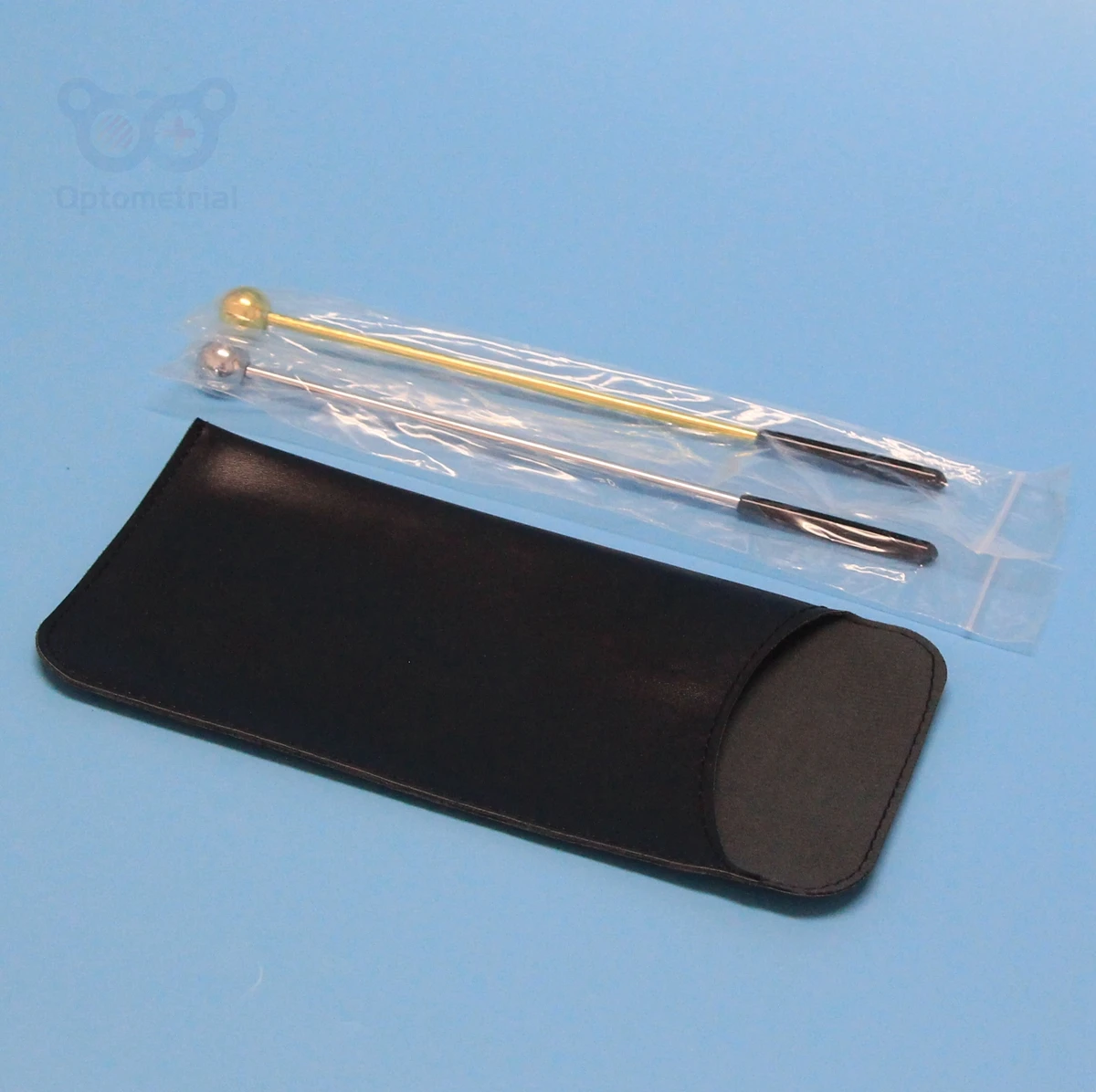 2 Pieces/Lot Optometry Focus Wolff Stick Vision Therpy Tools With Leather Pocket Gold and Silver Colored