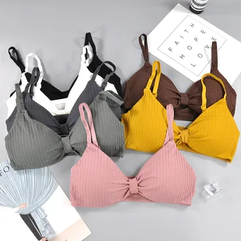 여성용 면 브래지어, 편안한 패딩 브래지어 탑, 심리스 속옷, 와이어 프리 브래지어, 섹시한 란제리, 푸시 업 브래지어 