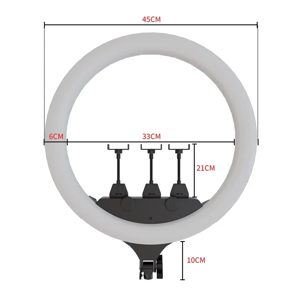Grote ringlamp 18 inch selfie LED-videolamp met statief Telefoonclip voor YouTube Live Light Photo Photography Studio
