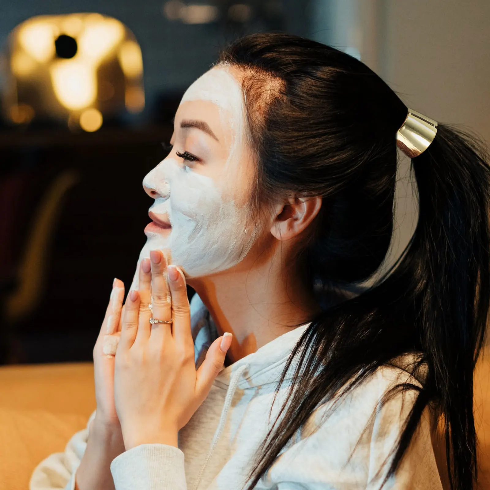 قطعة واحدة من ربطات الشعر الذهبية، ربطات شعر بسيطة للمكياج، متينة وخفيفة الوزن، وصلة مصنوعة من خليط معدني، ملمس ناعم للبشرة، عمل الحفلات #2