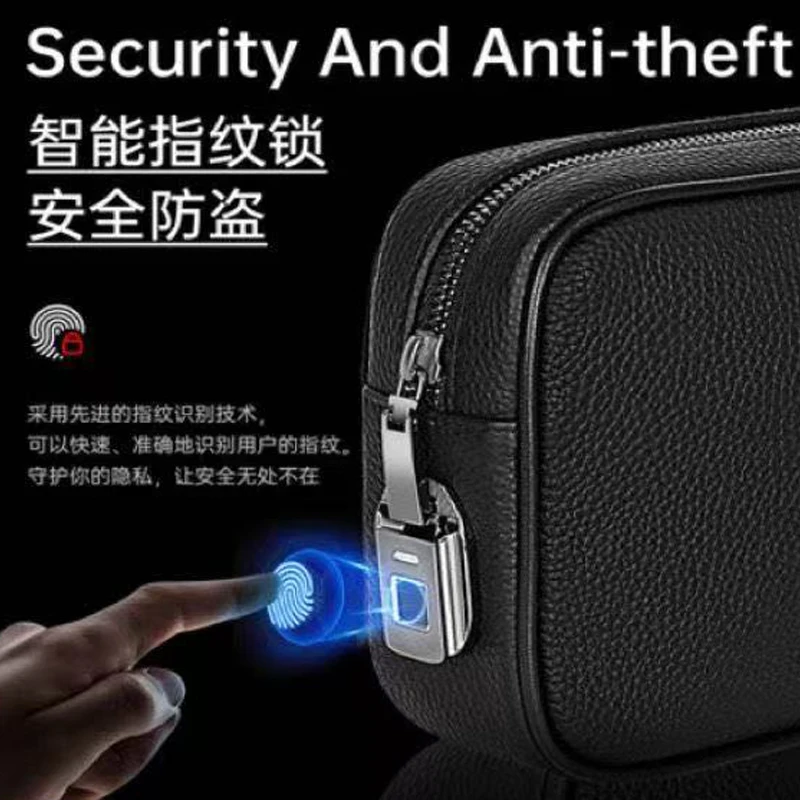 Fingerprint Lock Clutch Business Men's Large Capacity Casual Handheld Bag Multi-Function Smart Anti-Theft Mobile Phone Bag SAC