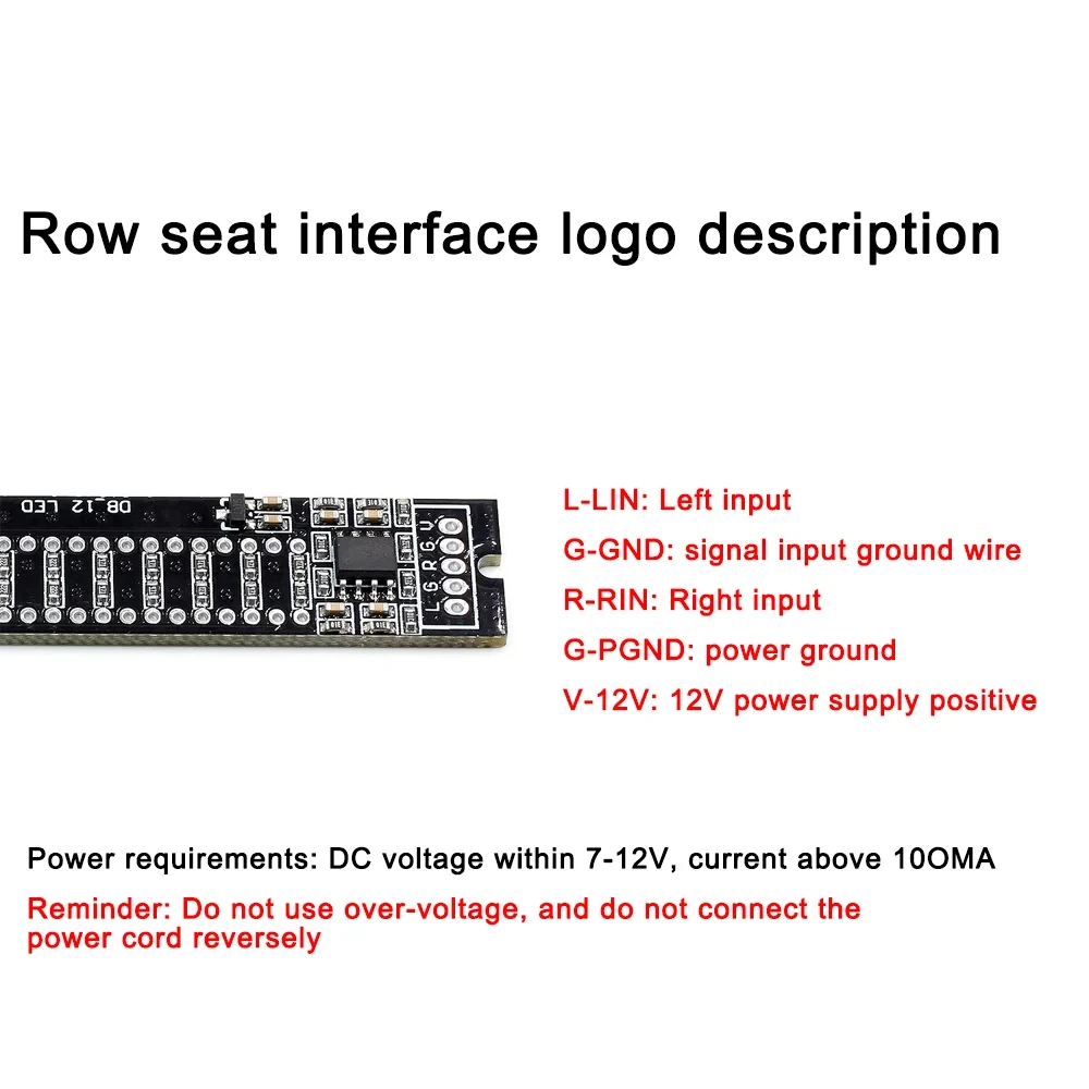 Mini Dual Channel 12 Bit LED Music Spectrum Level Indicator Light Adjustable Light Speed VU Meter Stereo Amplifier Board 7-12V