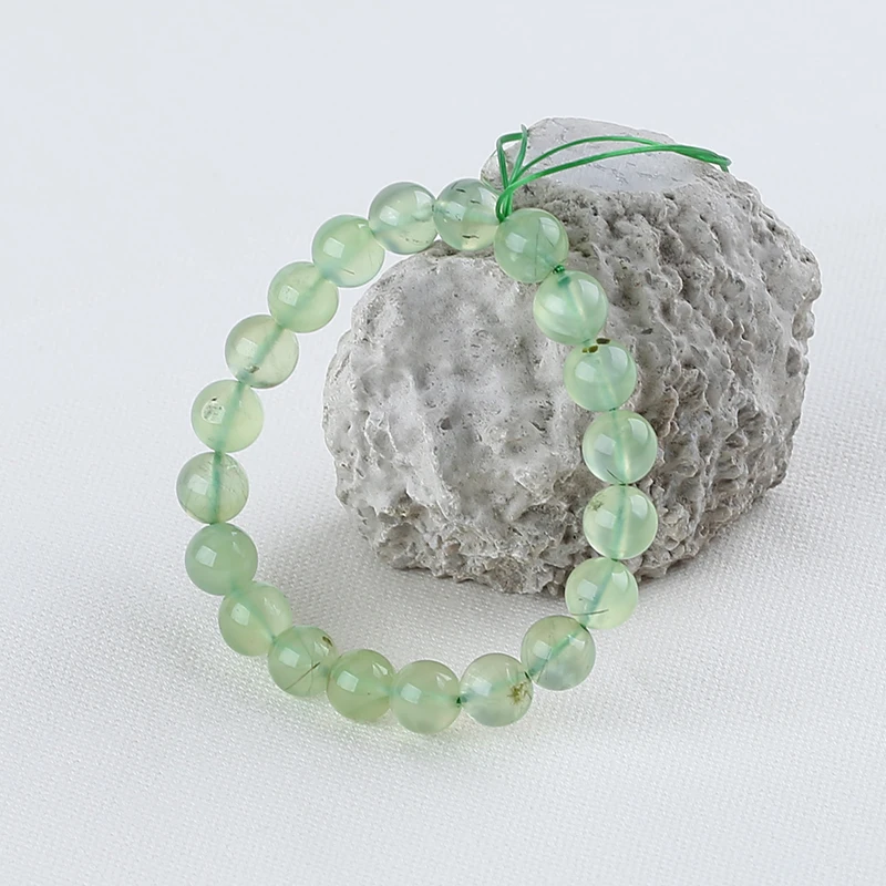 Imagem -05 - Pedra Preciosa Prehnite Pulseira para Moda Feminina Artesanal Faça Você Mesmo Fornecimento de Jóias 30g20cm Atacado 10 mm