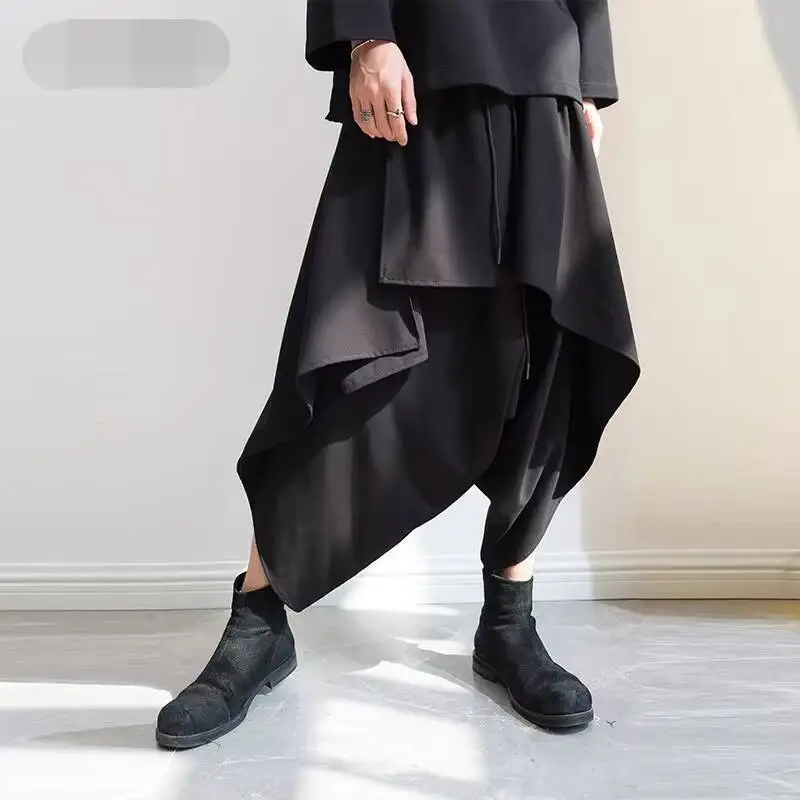 Men's Pants Spring And Autumn Casual Pants Stylist Culottes Men Black Personality Irregular Knickerbockers Yamamoto Style
