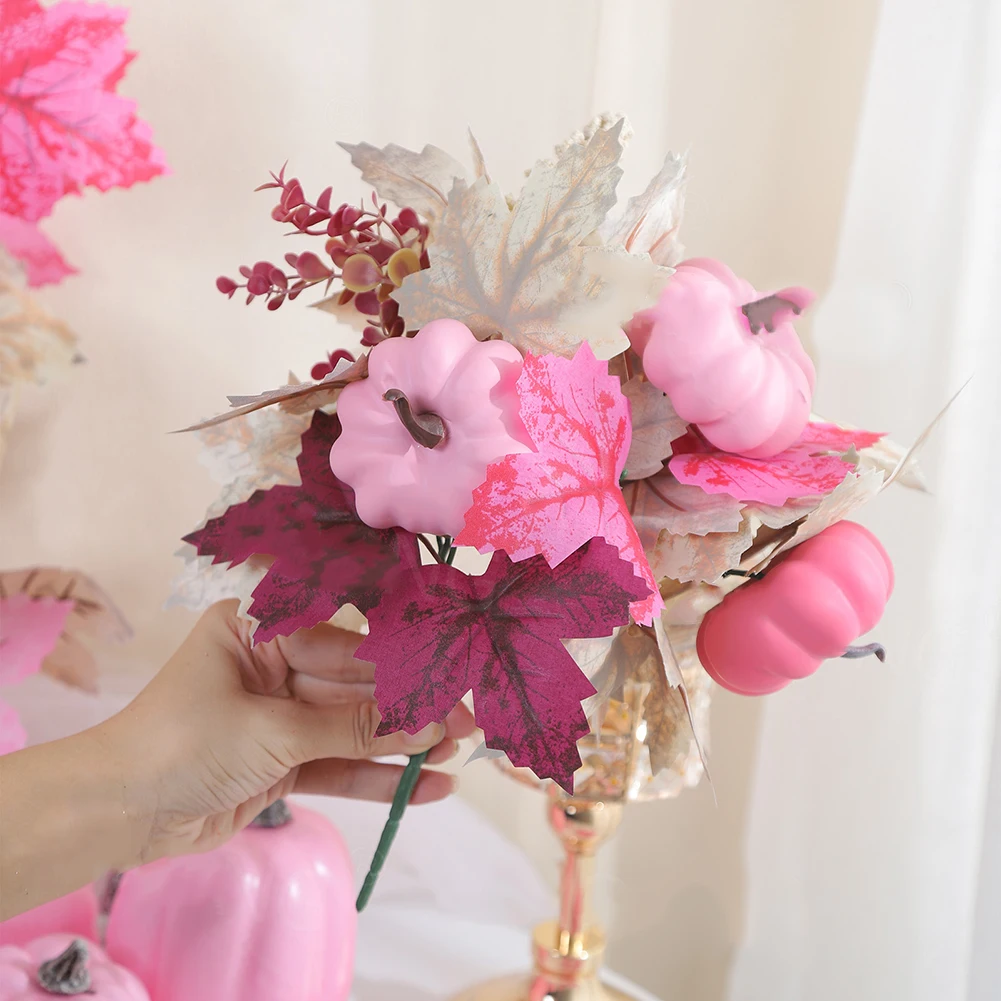 

Очаровательные 2-компонентные осенние букеты из тыквы и листьев для сезонного домашнего декора, искусственные украшения из тыквы и кленового листа на Хэллоуин