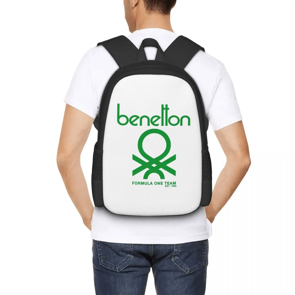 Mochila escolar Benetton para estudantes, mochila de viagem para caminhadas, mochila de ombro para homens e mulheres, bolsa de livros da moda