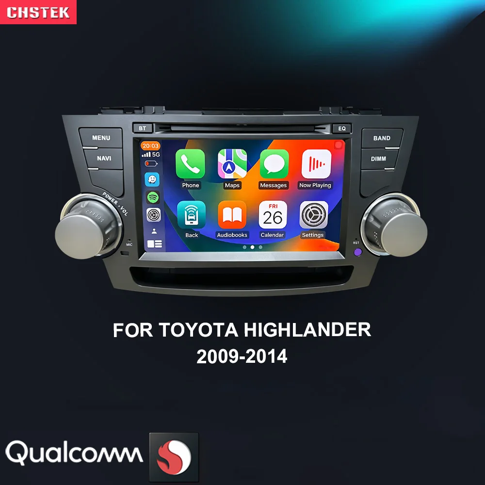 CHSTEK Car Stereo Android 14 For Toyota Highlander 2009-2014 CarPlay Android Auto Radio GPS Navigation WiFi RDS DSP FM Bluetooth
