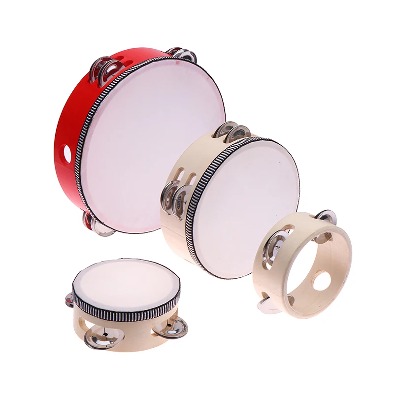 Instrument Tambourine For Dance Concerts Wood Color Premium Wood Polyester Drumming Toy Tambourine