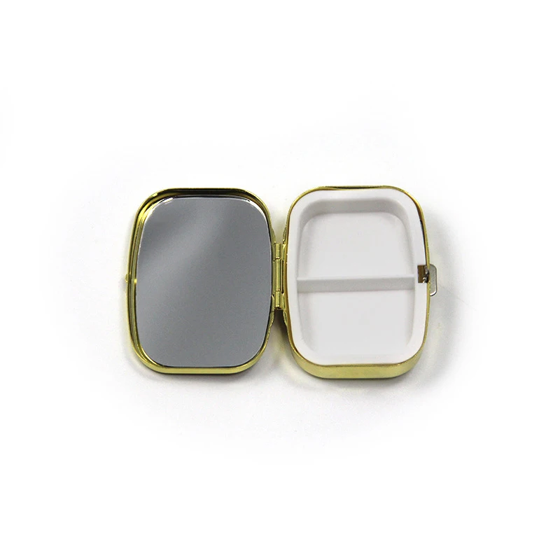 Metal Pill Box Mini Travel Portable Storage Box Rectangular Circular Medicine Box Seal Folding With Mirror Pill Case Pastillero