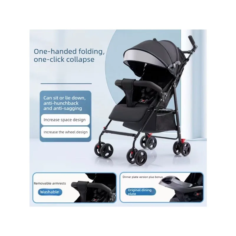 

Ultra Lightweight Baby Stroller Foldable Shock Absorbing Pushchair with Adjustable Backrest One Hand Fold and Sun Canopy