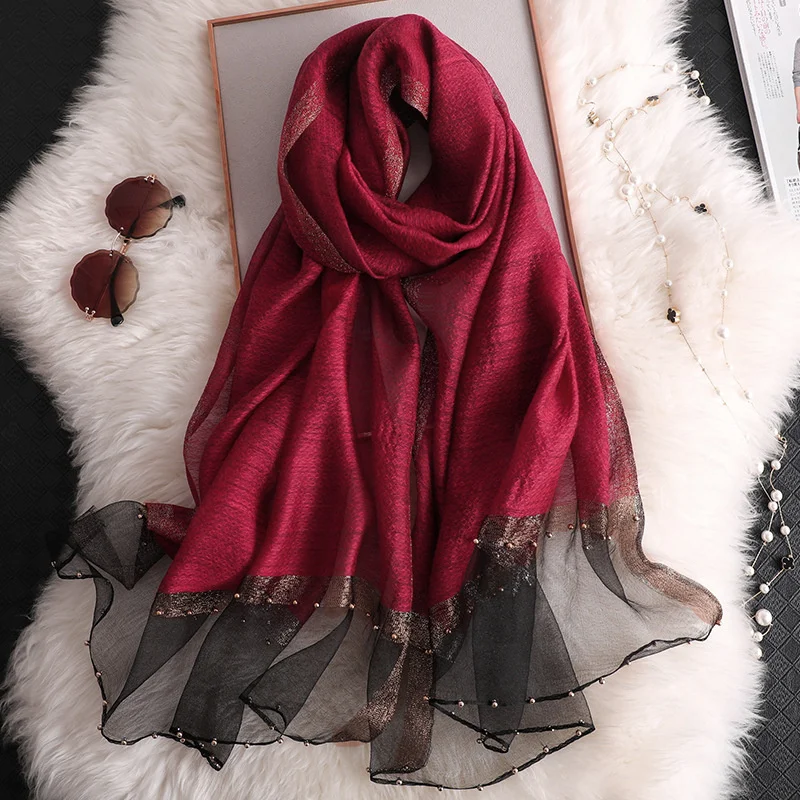 2024 new fashion women's cut flower hollow lace lace gradient silk scarf spring shawl and wrap scarf lady's beach silk scarf