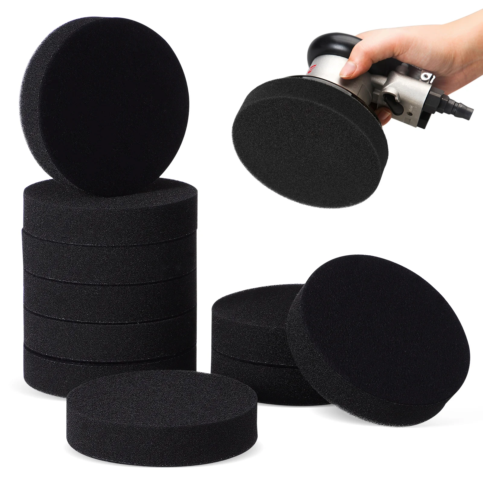 

10 Pcs Sponge Waxing Disc Automotive Interface Pads Polisher Sanding for Orbital Sander Drill Attachment